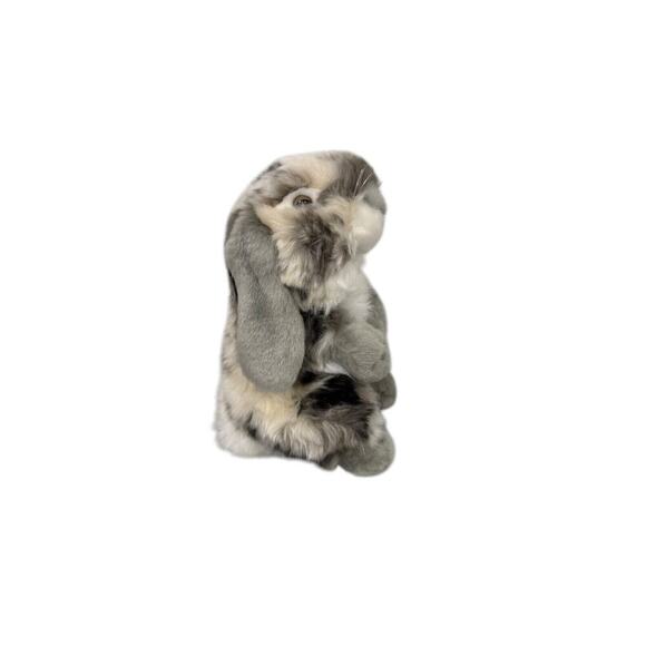 Living Nature Bunny Rabbit Plush Grey White Lop Eared Sitting Realistic 8 Inch - Picture 3 of 6